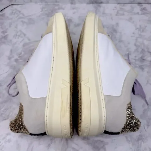 VERONICA BEARD Women's Sz 8 Geri Colorblock Leather & Suede Glitter Luxury Shoes